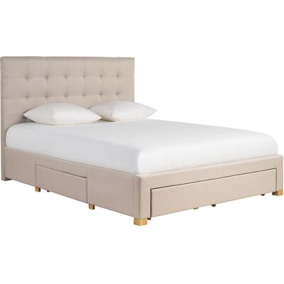 Miliboo Bett mit Schubladen 160x200 cm in beigem Stoff RENO Miliboo Bett mit Schubladen 160x200 cm in beigem Stoff RENO