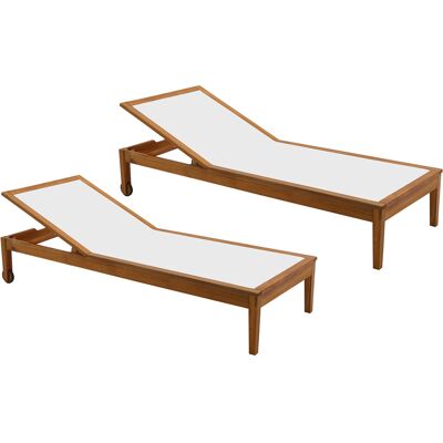 Miliboo Sonnenliegen weiß und Massivholz (2er-Set) NAVEEN Miliboo Sonnenliegen weiß und Massivholz (2er-Set) NAVEEN