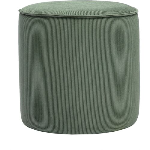 Miliboo Runder Samtpouf in Khakigrün, gerippt, D40 cm PAUL
