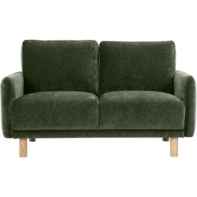 Miliboo 2-Sitzer Designsofa in Kaki-grünem Samteffekt-Stoff und hellem Holz BONO Miliboo 2-Sitzer Designsofa in Kaki-grünem Samteffekt-Stoff und hellem Holz BONO