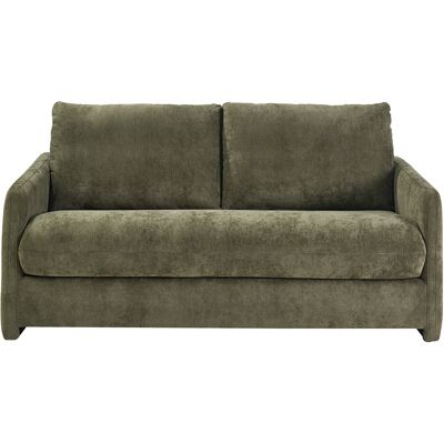 Miliboo 2-Sitzer-Schlafsofa aus strukturiertem Samtoptik-Stoff in Khaki-Grün PAULIN Miliboo 2-Sitzer-Schlafsofa aus strukturiertem Samtoptik-Stoff in Khaki-Grün PAULIN