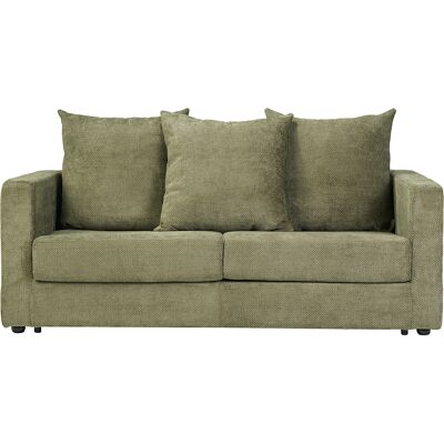 Miliboo 3-Sitzer-Schlafsofa aus samtigem Chenille-Stoff in Khaki-Grün mit 13 cm Matratze BACIO Miliboo 3-Sitzer-Schlafsofa aus samtigem Chenille-Stoff in Khaki-Grün mit 13 cm Matratze BACIO