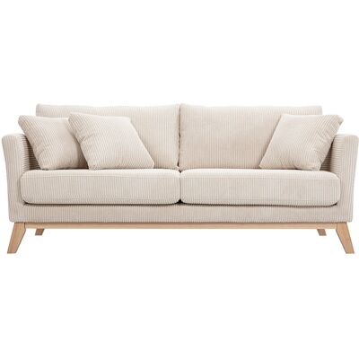 Miliboo 3-sitziges skandinavisches Sofa mit beigem abnehmbarem Bezug und Holzfüßen OSLO Miliboo 3-sitziges skandinavisches Sofa mit beigem abnehmbarem Bezug und Holzfüßen OSLO
