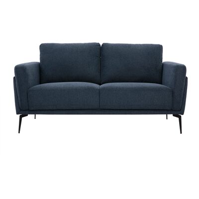 Miliboo Design-Sofa mit 2 Plätzen aus dunkelblauem strukturiertem Samteffektstoff und schwarzem Metall MOSCO Miliboo Design-Sofa mit 2 Plätzen aus dunkelblauem strukturiertem Samteffektstoff und schwarzem Metall MOSCO