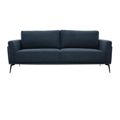 Miliboo Design-Sofa mit 3 Plätzen aus dunkelblauem samtigem und strukturiertem Stoff und schwarzem Metall MOSCO Miliboo Design-Sofa mit 3 Plätzen aus dunkelblauem samtigem und strukturiertem Stoff und schwarzem Metall MOSCO