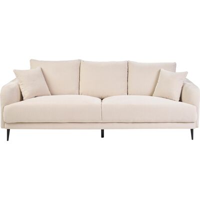 Miliboo Design-Sofa mit 3 Plätzen in beige-velours-Effektgewebe und schwarzem Metall JERRY Miliboo Design-Sofa mit 3 Plätzen in beige-velours-Effektgewebe und schwarzem Metall JERRY