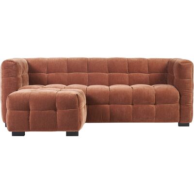 Miliboo Design-Sofa mit 3 Plätzen und Hocker aus samtigem Rostbraun Veloursstoff CORTO Miliboo Design-Sofa mit 3 Plätzen und Hocker aus samtigem Rostbraun Veloursstoff CORTO