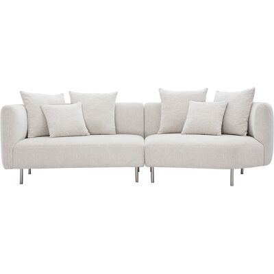 Miliboo Designer-Sofa 3-4 Plätze aus Samteffekt Chenille-Stoff beige und verchromtem Metall IGLESIAS Miliboo Designer-Sofa 3-4 Plätze aus Samteffekt Chenille-Stoff beige und verchromtem Metall IGLESIAS