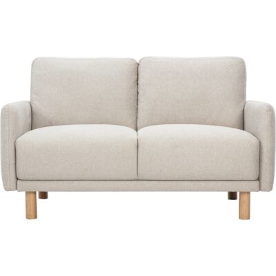 Miliboo Designer-Sofa für 2 Personen aus beigem Samteffekt-Stoff und hellem Holz BONO Miliboo Designer-Sofa für 2 Personen aus beigem Samteffekt-Stoff und hellem Holz BONO