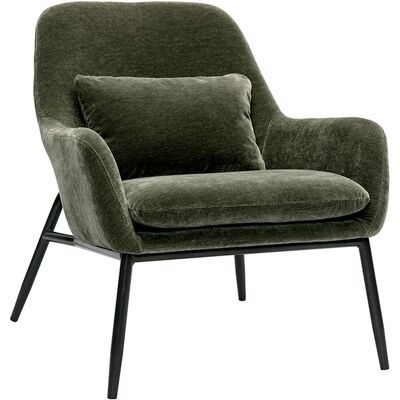 Miliboo Designersessel aus Samt-Effekt khakigrünem Stoff und schwarzem Metall MAXINE Miliboo Designersessel aus Samt-Effekt khakigrünem Stoff und schwarzem Metall MAXINE