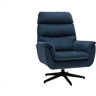 Miliboo Drehbarer Sessel aus dunkelblauem Chenille-Stoff und schwarzem Metall JONAH Miliboo Drehbarer Sessel aus dunkelblauem Chenille-Stoff und schwarzem Metall JONAH