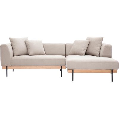 Miliboo Ecksofa rechts 4-Sitzer in beige Chenille-Stoff und schwarzem Metall IVAR Miliboo Ecksofa rechts 4-Sitzer in beige Chenille-Stoff und schwarzem Metall IVAR