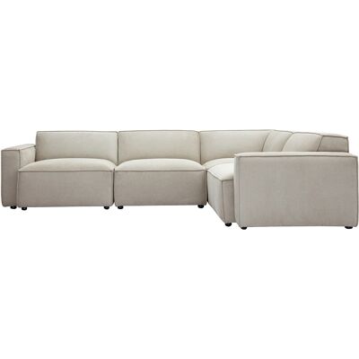 Miliboo Modulares Ecksofa 5 Plätze in beige Samtoptik strukturiertem Stoff SPLIT Miliboo Modulares Ecksofa 5 Plätze in beige Samtoptik strukturiertem Stoff SPLIT