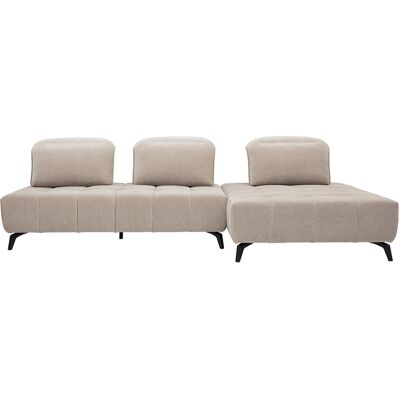 Miliboo Modulares Ecksofa für 4 Personen mit verstellbaren Kopfstützen aus Stoff in Taubenblau und schwarzem Metall OLMO Miliboo Modulares Ecksofa für 4 Personen mit verstellbaren Kopfstützen aus Stoff in Taubenblau und schwarzem Metall OLMO