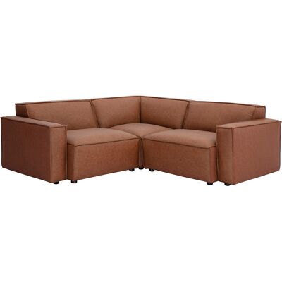 Miliboo Modulares Ecksofa im Vintage-Stil, 3-Sitzer aus braunem Leder SPLIT Miliboo Modulares Ecksofa im Vintage-Stil, 3-Sitzer aus braunem Leder SPLIT