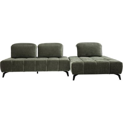 Miliboo Modulares Sofa mit 4 Plätzen und verstellbaren Kopfstützen in Samtoptik in Khaki-Grün und schwarzem Metall OLMO Miliboo Modulares Sofa mit 4 Plätzen und verstellbaren Kopfstützen in Samtoptik in Khaki-Grün und schwarzem Metall OLMO