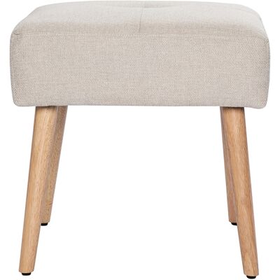 Miliboo Niedriger Hocker aus Stoff mit strukturiertem Samteffekt in Beige und hellem Massivholz H46 cm GUESTA Miliboo Niedriger Hocker aus Stoff mit strukturiertem Samteffekt in Beige und hellem Massivholz H46 cm GUESTA