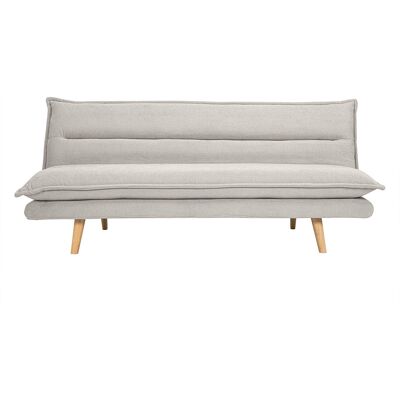 Miliboo Schlafsofa für 3 Personen in beige strukturiertem Samt-Effekt-Stoff und hellem Holz BINGO Miliboo Schlafsofa für 3 Personen in beige strukturiertem Samt-Effekt-Stoff und hellem Holz BINGO