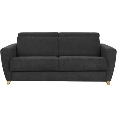 Miliboo Schlafsofa Matratze verstellbare Kopfstücke anthrazitgrauer Samt 140x190 cm GOYA Miliboo Schlafsofa Matratze verstellbare Kopfstücke anthrazitgrauer Samt 140x190 cm GOYA