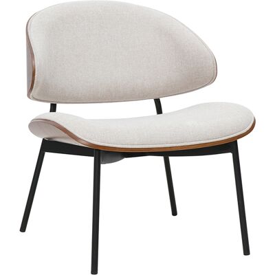 Miliboo Sessel in beige Textur-Samtstoff, dunkles Holz und schwarzes Metall FABULO Miliboo Sessel in beige Textur-Samtstoff, dunkles Holz und schwarzes Metall FABULO