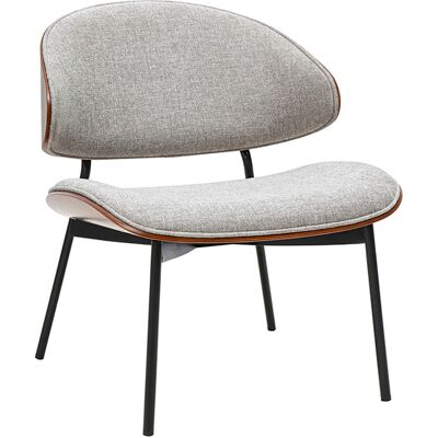 Miliboo Sessel in grauem Samteffekt-Stoff, dunklem Holz und schwarzem Metall FABULO Miliboo Sessel in grauem Samteffekt-Stoff, dunklem Holz und schwarzem Metall FABULO