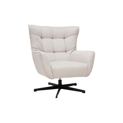 Miliboo Skandinavischer drehbarer Sessel in texturiertem Samt-Effekt beige und Metall AVERY Miliboo Skandinavischer drehbarer Sessel in texturiertem Samt-Effekt beige und Metall AVERY