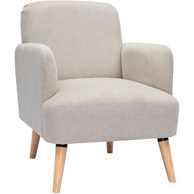 Miliboo Skandinavischer Sessel aus beigem Stoff mit Samteffekt und Holz ISKO Miliboo Skandinavischer Sessel aus beigem Stoff mit Samteffekt und Holz ISKO