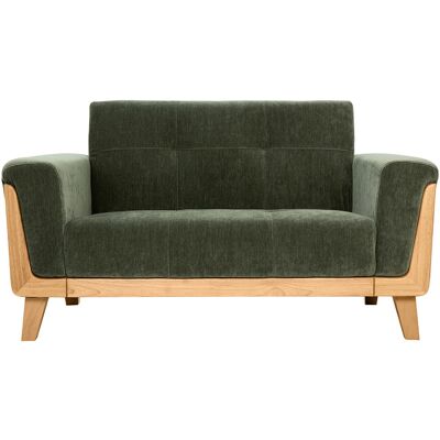 Miliboo Skandinavisches 2-Sitzer-Sofa aus khakifarbenem Samteffekt und hellem Holz FJORD Miliboo Skandinavisches 2-Sitzer-Sofa aus khakifarbenem Samteffekt und hellem Holz FJORD