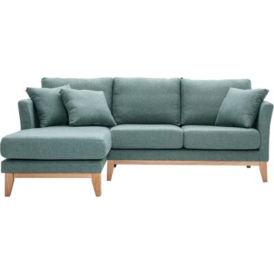 Miliboo Skandinavisches 3/4-Sitzer-Ecksofa linksseitig mit abziehbarem, graugrünem Stoff und hellem Holz OSLO Miliboo Skandinavisches 3/4-Sitzer-Ecksofa linksseitig mit abziehbarem, graugrünem Stoff und hellem Holz OSLO