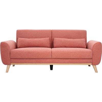 Miliboo Skandinavisches 3-Sitzer-Sofa in terrakotta-farbenem strukturiertem Samteffekt und hellem Holz EKTOR Miliboo Skandinavisches 3-Sitzer-Sofa in terrakotta-farbenem strukturiertem Samteffekt und hellem Holz EKTOR