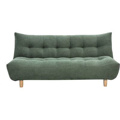 Miliboo Skandinavisches 3-Sitzer-Sofa mit Schlaffunktion in Khakigrünem Chenille-Stoff und hellem Holz YUMI Miliboo Skandinavisches 3-Sitzer-Sofa mit Schlaffunktion in Khakigrünem Chenille-Stoff und hellem Holz YUMI
