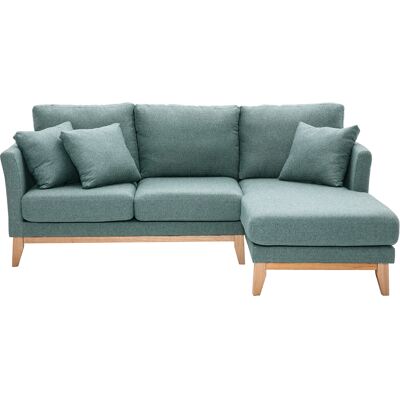 Miliboo Skandinavisches 4-Sitzer-Ecksofa rechtsseitig mit abziehbarem, graugrünem Stoff und hellem Holz OSLO Miliboo Skandinavisches 4-Sitzer-Ecksofa rechtsseitig mit abziehbarem, graugrünem Stoff und hellem Holz OSLO