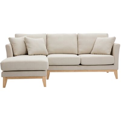 Miliboo Skandinavisches Ecksofa links aus beigem Stoff mit abnehmbaren Bezügen und hellem Holz 3-4 Sitzer OSLO Miliboo Skandinavisches Ecksofa links aus beigem Stoff mit abnehmbaren Bezügen und hellem Holz 3-4 Sitzer OSLO