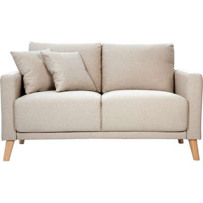 Miliboo Zweisitzer-Sofa aus beigem Stoff und hellem Holz MUNIK Miliboo Zweisitzer-Sofa aus beigem Stoff und hellem Holz MUNIK