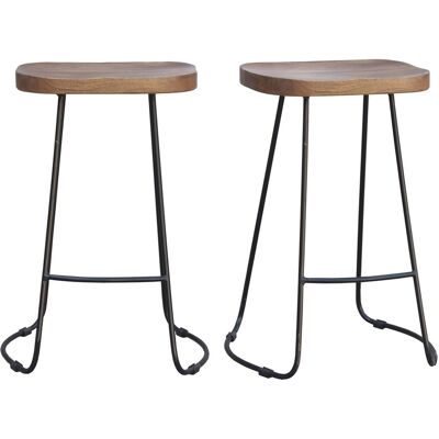 Miliboo Barhocker aus massivem Metall und Mangoholz 65 cm (2er-Satz) RUNKO Miliboo Barhocker aus massivem Metall und Mangoholz 65 cm (2er-Satz) RUNKO
