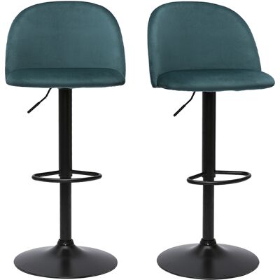 Miliboo Barhocker höhenverstellbar aus petrolblauem Samt und schwarzem Metall (2er-Set) CELESTE Miliboo Barhocker höhenverstellbar aus petrolblauem Samt und schwarzem Metall (2er-Set) CELESTE
