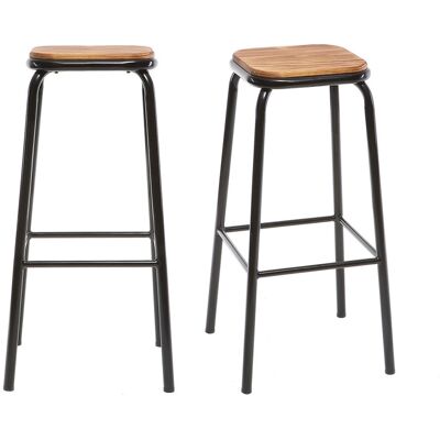 Miliboo Design-Barhocker Edelstahl 2er-Set H 75 cm dunkles Holz MEMPHIS Miliboo Design-Barhocker Edelstahl 2er-Set H 75 cm dunkles Holz MEMPHIS