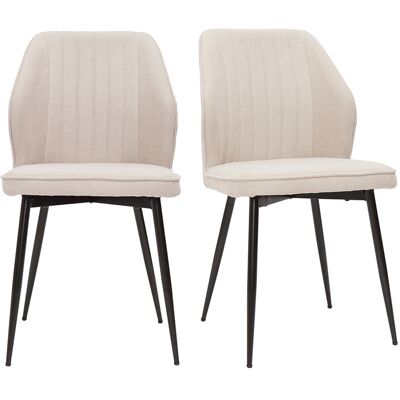 Miliboo Design-Stühle Stoff mit strukturiertem Samteffekt in Beige und schwarze Metallfüße (2er-Set) FANETTE Miliboo Design-Stühle Stoff mit strukturiertem Samteffekt in Beige und schwarze Metallfüße (2er-Set) FANETTE