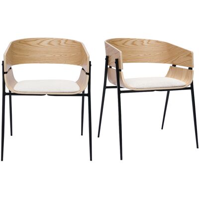 Miliboo Designstühle aus hellem Holz und beigem Chenille-Stoff (Set von 2) WESS Miliboo Designstühle aus hellem Holz und beigem Chenille-Stoff (Set von 2) WESS