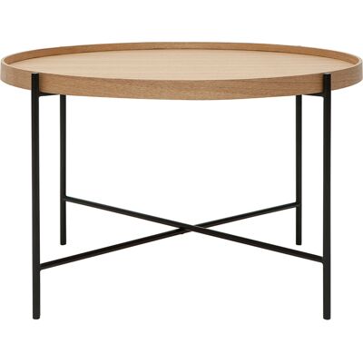 Miliboo Runder Couchtisch aus hellem Holz und schwarzem Metall D75 cm BASSY Miliboo Runder Couchtisch aus hellem Holz und schwarzem Metall D75 cm BASSY
