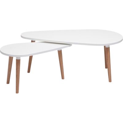 Miliboo Satztische Beistelltische skandinavisch Weiß und helles Holz 2er-Set ARTIK Miliboo Satztische Beistelltische skandinavisch Weiß und helles Holz 2er-Set ARTIK