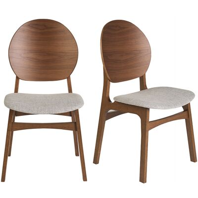 Miliboo Skandinavische Stühle aus dunklem Holz und hellgrauem Stoff (2er Set) ELTON Miliboo Skandinavische Stühle aus dunklem Holz und hellgrauem Stoff (2er Set) ELTON