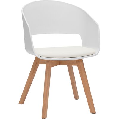 Miliboo Skandinavischer Stuhl in Weiß und hellem Holz PRISMA Miliboo Skandinavischer Stuhl in Weiß und hellem Holz PRISMA