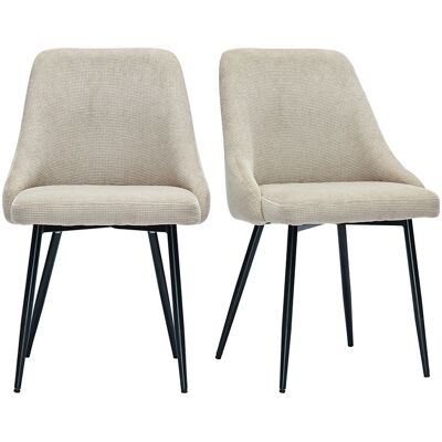 Miliboo Stühle aus beigem Samteffekt-Textilgewebe und schwarzem Metall (2er Set) HASTA Miliboo Stühle aus beigem Samteffekt-Textilgewebe und schwarzem Metall (2er Set) HASTA