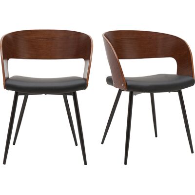 Miliboo Stühle Walnussoptik und schwarze Sitzfläche (2er-Set) RIFF Miliboo Stühle Walnussoptik und schwarze Sitzfläche (2er-Set) RIFF