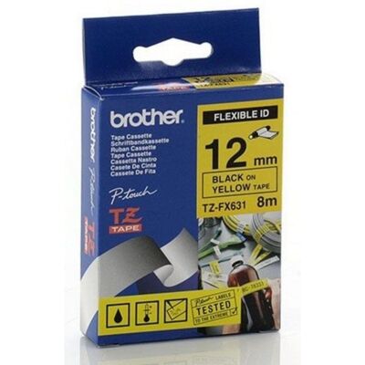 Etikettenband für Brother TZ-FX631 Drucker Schwarz auf Gelb 1,2 cm x 8 m Etikettenband für Brother TZ-FX631 Drucker Schwarz auf Gelb 1,2 cm x 8 m