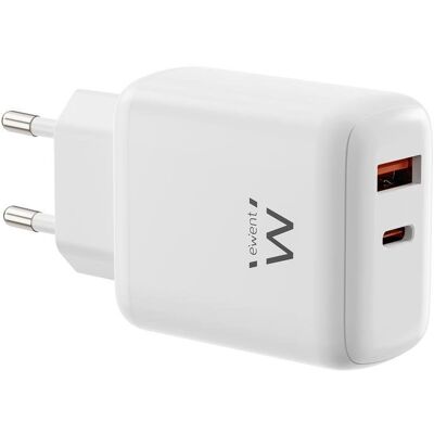 Ladegerät Ewent EW1329 45W USB-C PD und USB-A QC 3.0 GaN Ladegerät Ewent EW1329 45W USB-C PD und USB-A QC 3.0 GaN