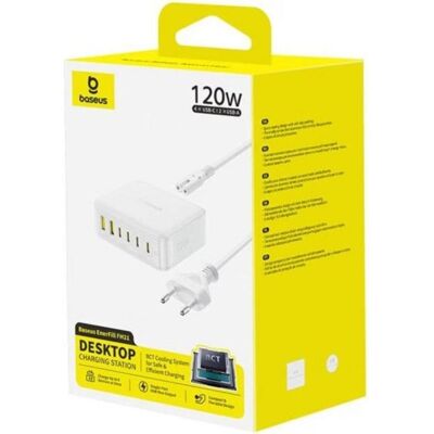 Ladegerät Baseus EnerFill FH21 120W 6 Ports GaN Weiß Ladegerät Baseus EnerFill FH21 120W 6 Ports GaN Weiß