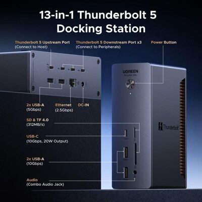 Docking Station Ugreen U715 13 Ports Thunderbolt 5 140W Docking Station Ugreen U715 13 Ports Thunderbolt 5 140W