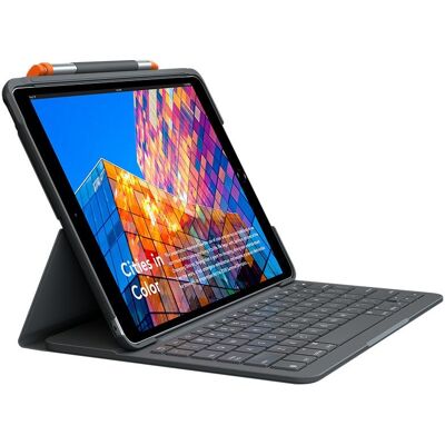 Logitech Slim Folio Hülle mit Bluetooth-QWERTZ-Tastatur (Spanisch) für iPad Air (3. Generation) – Schwarz Logitech Slim Folio Hülle mit Bluetooth-QWERTZ-Tastatur (Spanisch) für iPad Air (3. Generation) – Schwarz